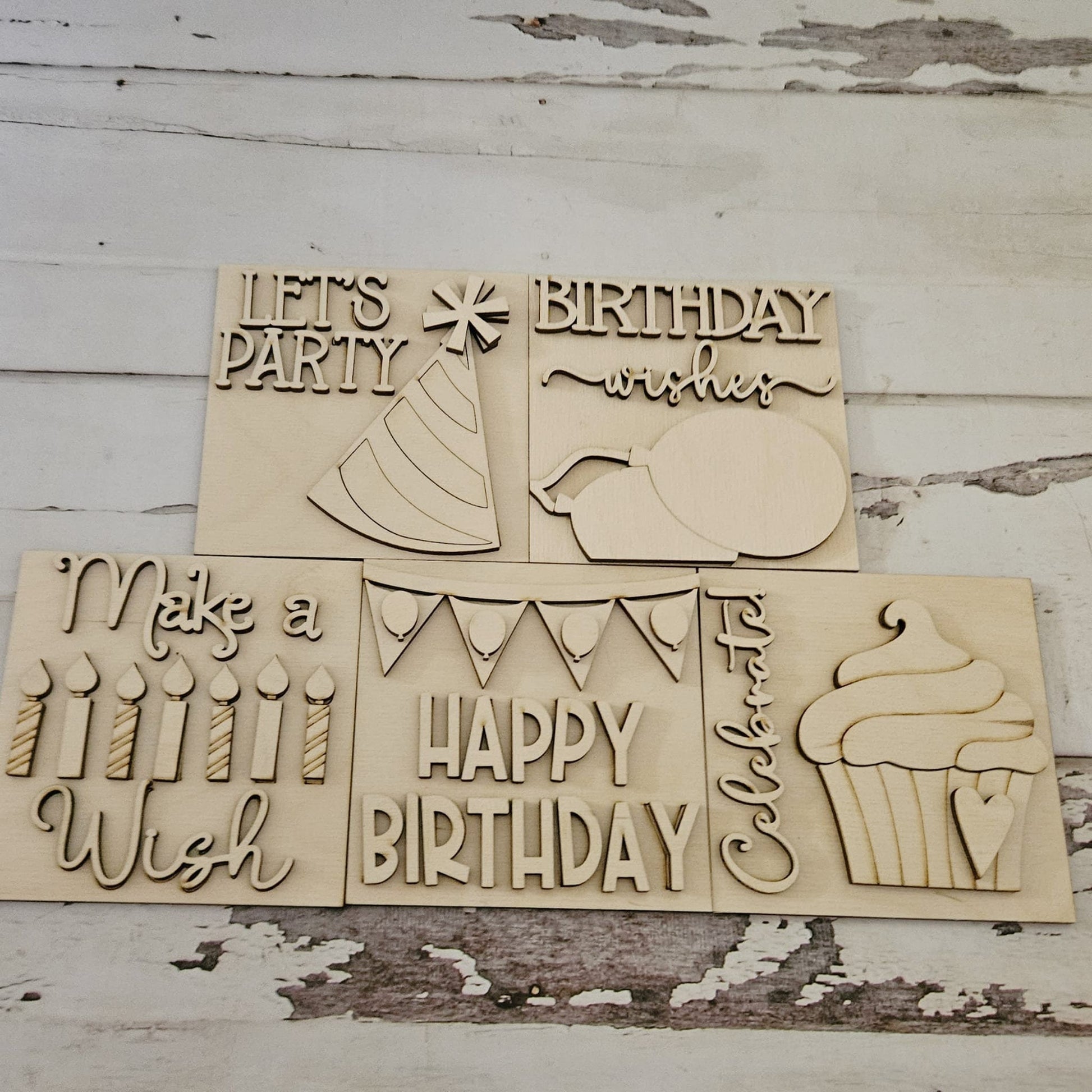 Birthday interchangeable signs - Diy birthday home decor - diy birthday tiered tray decor - Make your own home decor -diy Wood blank - LaserOnTheHill