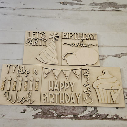 Birthday interchangeable signs - Diy birthday home decor - diy birthday tiered tray decor - Make your own home decor -diy Wood blank - LaserOnTheHill