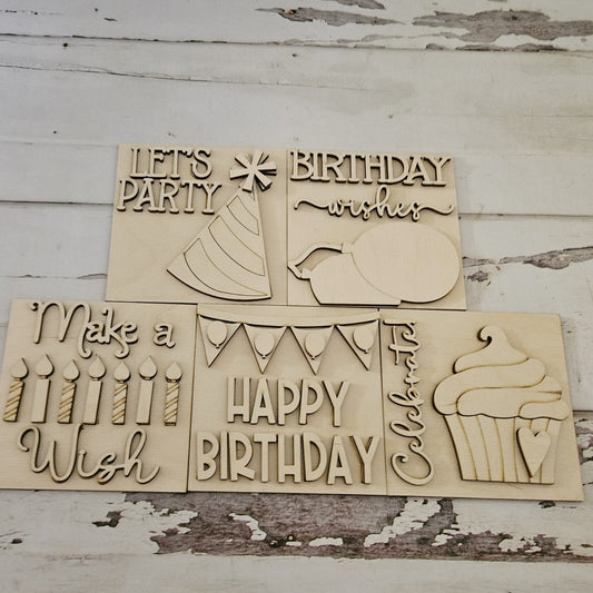 Birthday interchangeable signs - Diy birthday home decor - diy birthday tiered tray decor - Make your own home decor -diy Wood blank - LaserOnTheHill