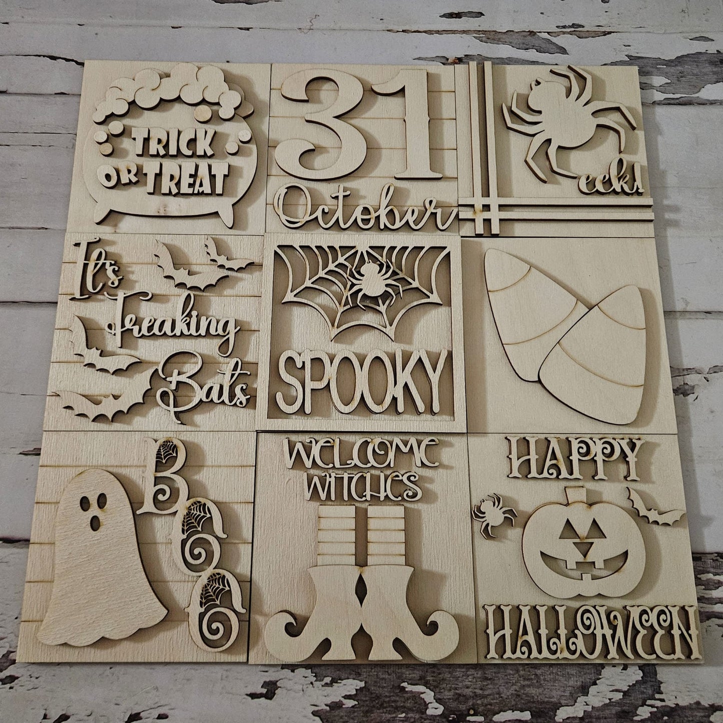 Halloween tiered tray decor bundle - Halloween tiered tray blanks - Fall decor blanks - Halloween DIY decor - Halloween wood blanks - LaserOnTheHill