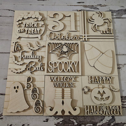 Halloween tiered tray decor bundle - Halloween tiered tray blanks - Fall decor blanks - Halloween DIY decor - Halloween wood blanks - LaserOnTheHill