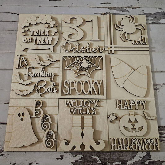 Halloween tiered tray decor bundle - Halloween tiered tray blanks - Fall decor blanks - Halloween DIY decor - Halloween wood blanks - LaserOnTheHill