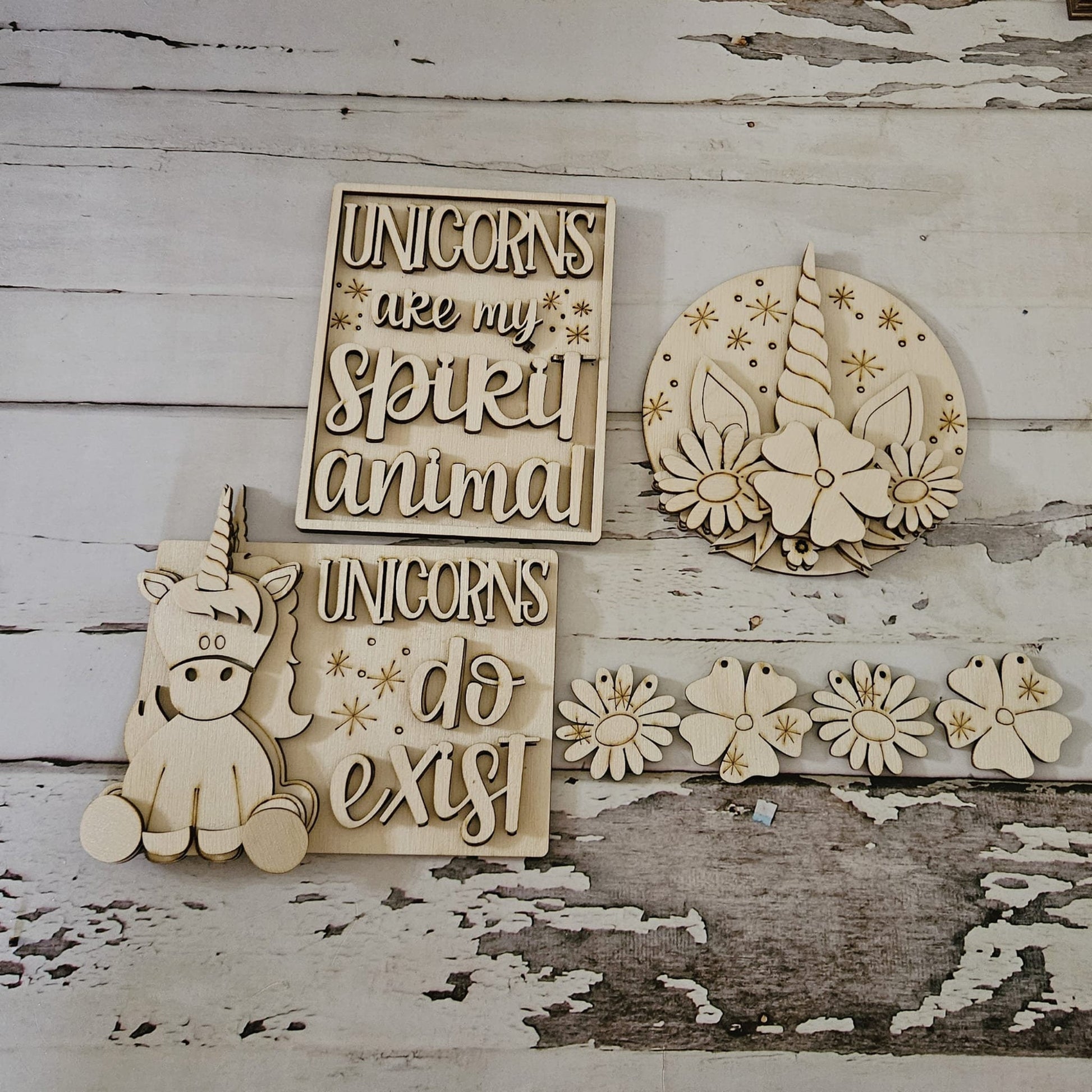 Unicorn tiered tray blank - Unicorn diy craft - Tiered tray wood blank - diy unicorn home decor - Unicorn room decor - Craft kit - Unicorn