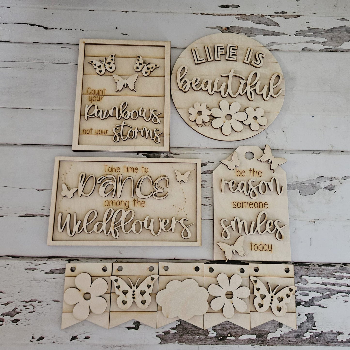 Butterfly tiered tray blank - Wood blanks - DIY tiered tray decor - Garden tiered tray blank - Butterfly diy home decor - craft kit