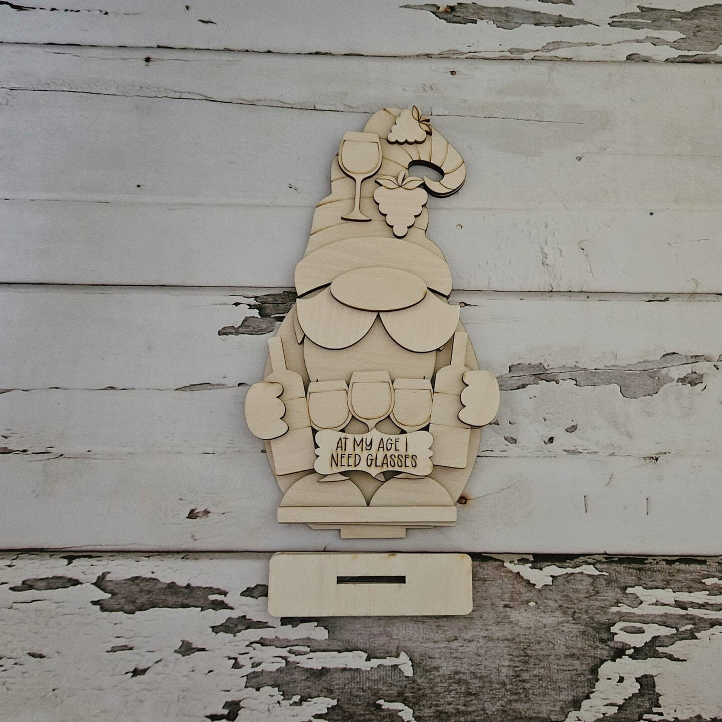Wine gnome shelf sitter diy - Diy wood blank - DIY wine home decor - Gnome wood blanks - Wine wood blanks - Make your own gnome - Wine - LaserOnTheHill