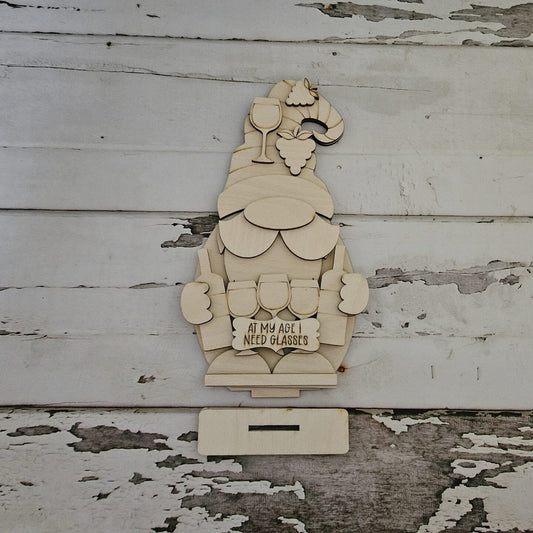 Wine gnome shelf sitter diy - Diy wood blank - DIY wine home decor - Gnome wood blanks - Wine wood blanks - Make your own gnome - Wine - LaserOnTheHill