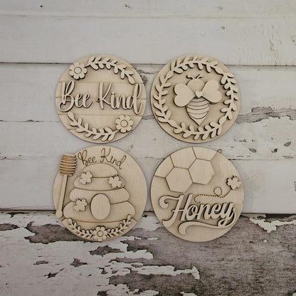 Summer honey bee interchangeable signs - Diy summer home decor - diy honey bee tiered tray decor - Make your own bee decor -diy Wood blank - LaserOnTheHill