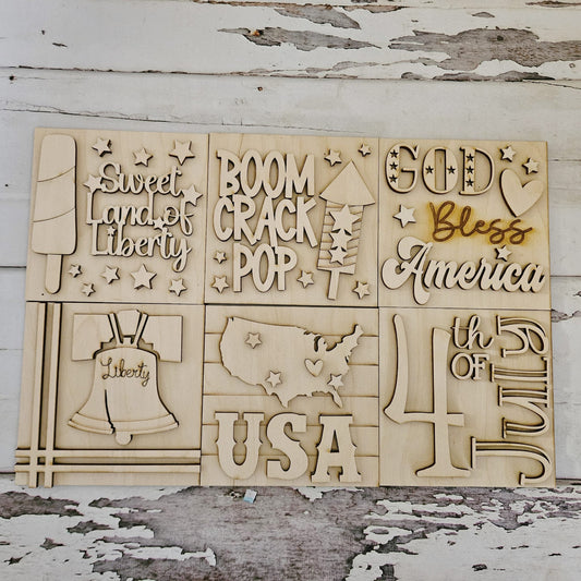 4th of July interchangeable signs - Diy patriotic home decor - diy fourth of July tiered tray decor - Make your own decor -diy Wood blank1719059440