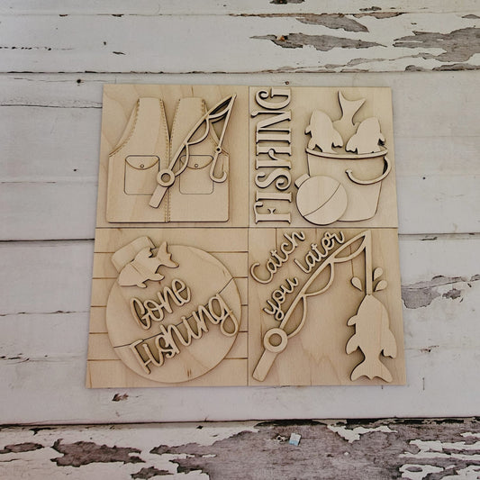 Fishing tiered tray wood blank - Fishing interchangeable diy - DIY fishing home decor - DIY interchangeable project - DIY tiered tray - LaserOnTheHill
