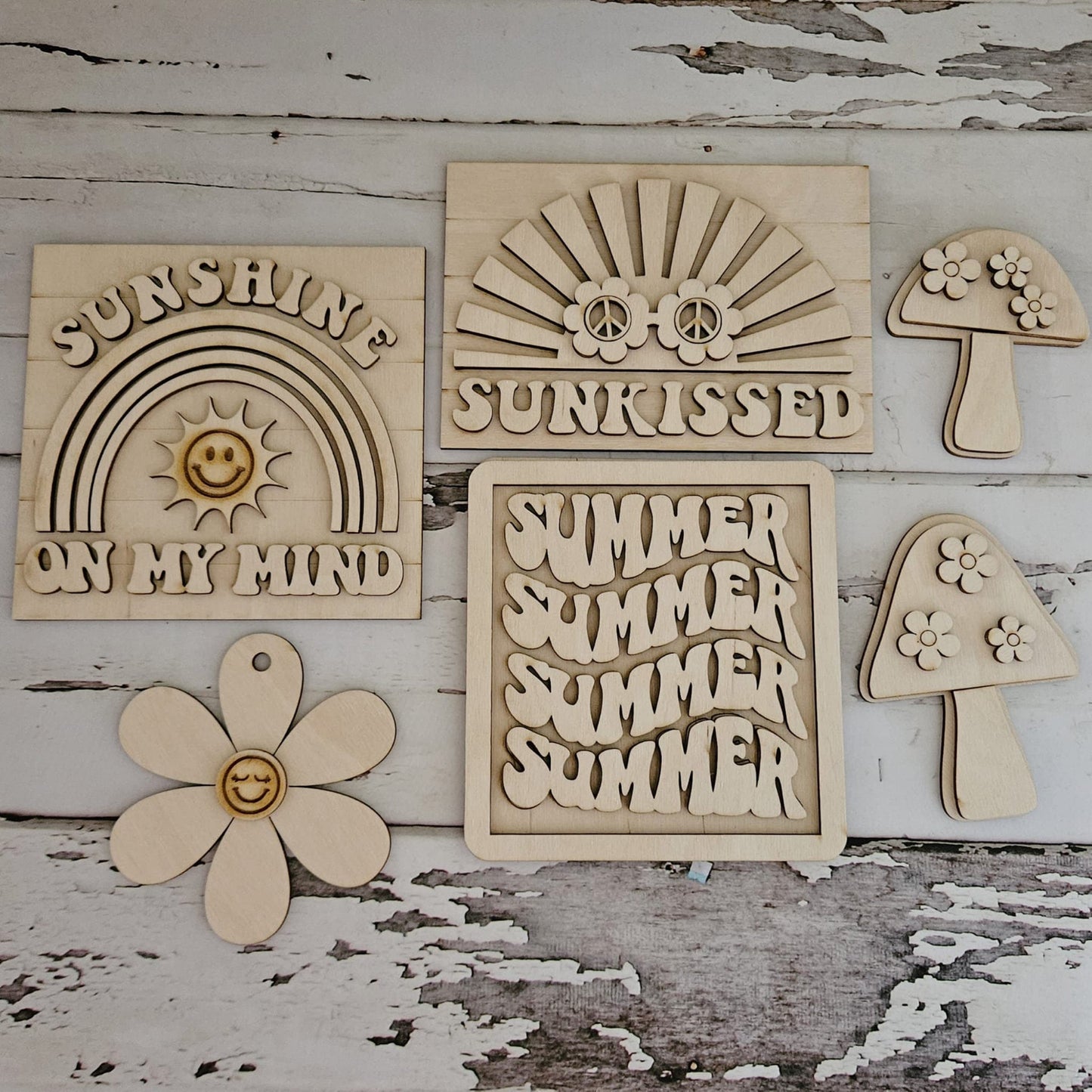 Summer pool tiered tray wood blank - Summer wood blanks - Blank tiered tray decor - diy home decor - Summer home decor blanks - LaserOnTheHill