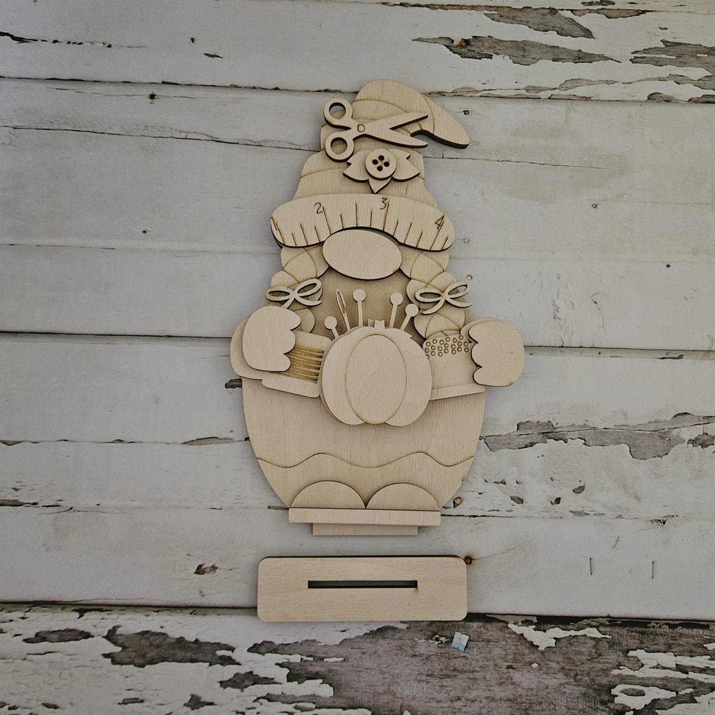 Sewing Gnome DIY Wood Blank - Craft Home Decor
