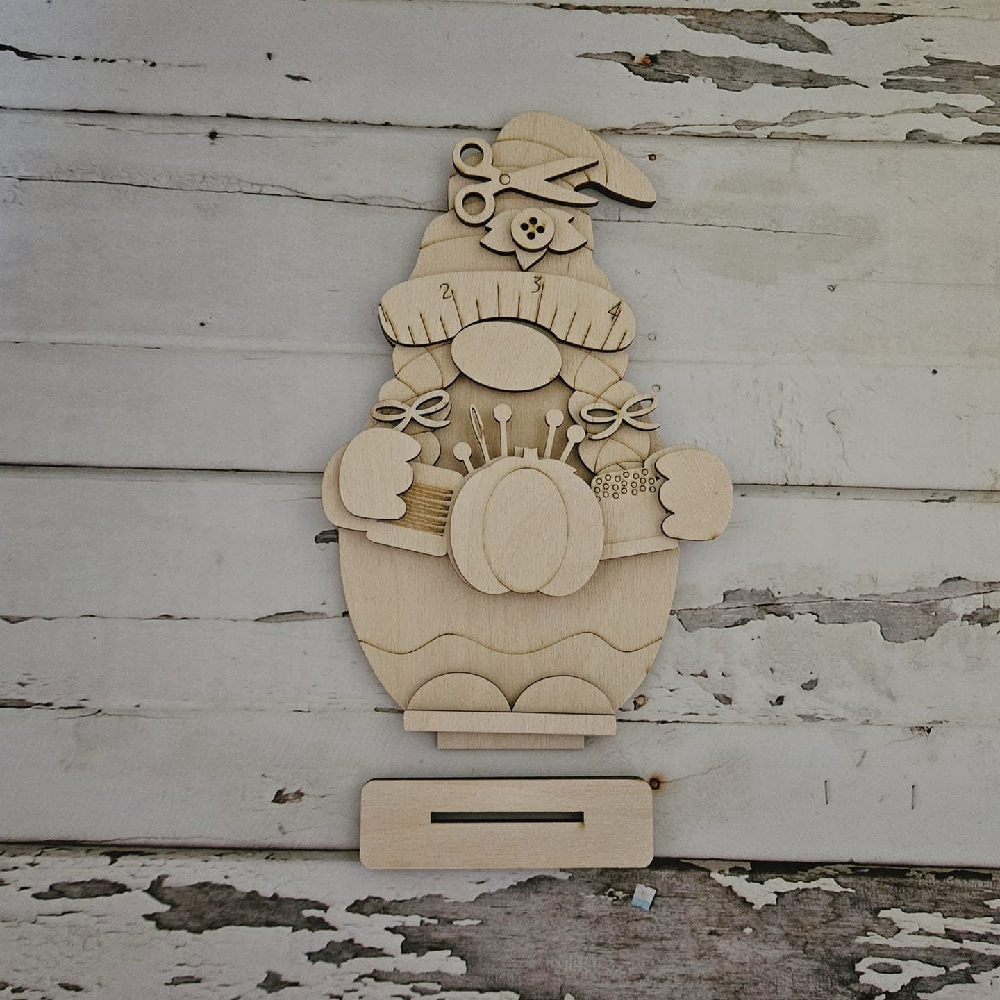Sewing gnome diy wood blank - Craft gnome - Seamstress home decor - Sew home decor - Crafting home decor - DIY wood blanks - Sew _ Gnome - LaserOnTheHill