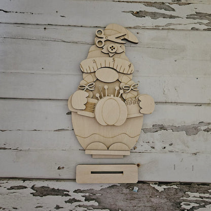 Sewing gnome diy wood blank - Craft gnome - Seamstress home decor - Sew home decor - Crafting home decor - DIY wood blanks - Sew _ Gnome - LaserOnTheHill