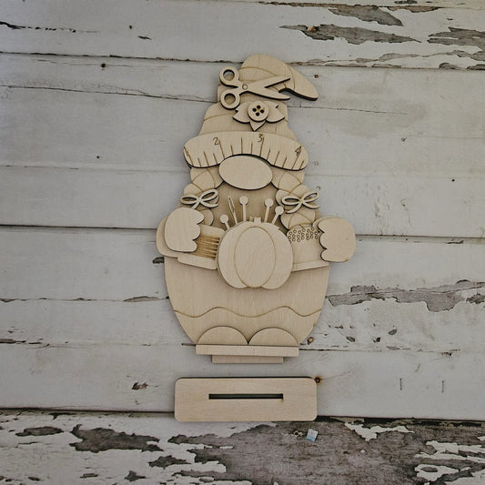 Sewing gnome diy wood blank - Craft gnome - Seamstress home decor - Sew home decor - Crafting home decor - DIY wood blanks - Sew _ Gnome - LaserOnTheHill