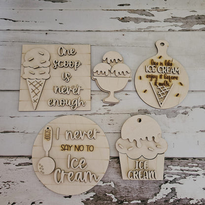 Ice cream tiered tray wood blank - Summer diy home decor - Wood blanks - DIY ice cream decor - Make your own summer decor - Ice cream - LaserOnTheHill