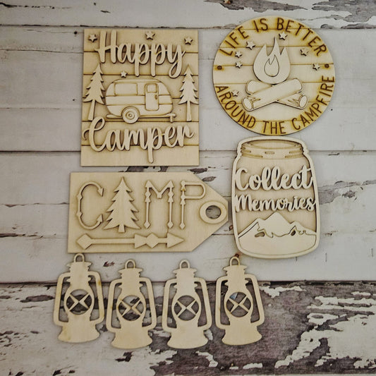Camping Tiered Tray Wood Blank Set – DIY Summer Decor