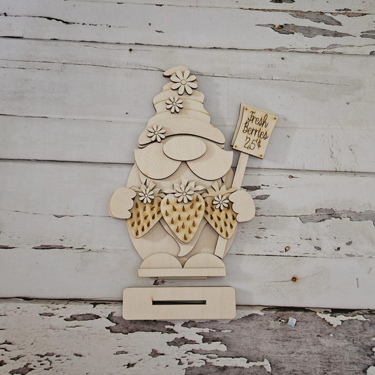 Summer Strawberry Gnome Shelf Sitter, DIY Tiered Tray Decor Wood Blank