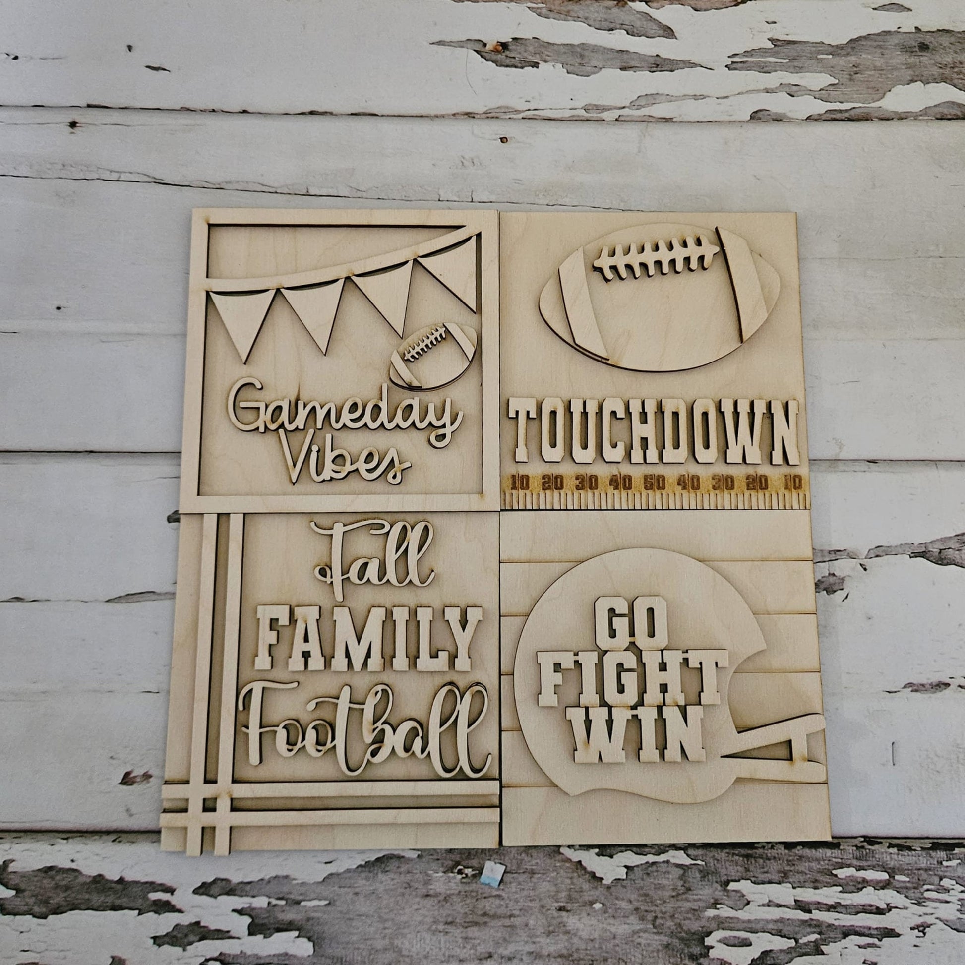 Football tiered tray decor, Unfinished wood blanks, DIY Autumn decor, DIY tiered tray decor, Make your own tiered tray decor - LaserOnTheHill