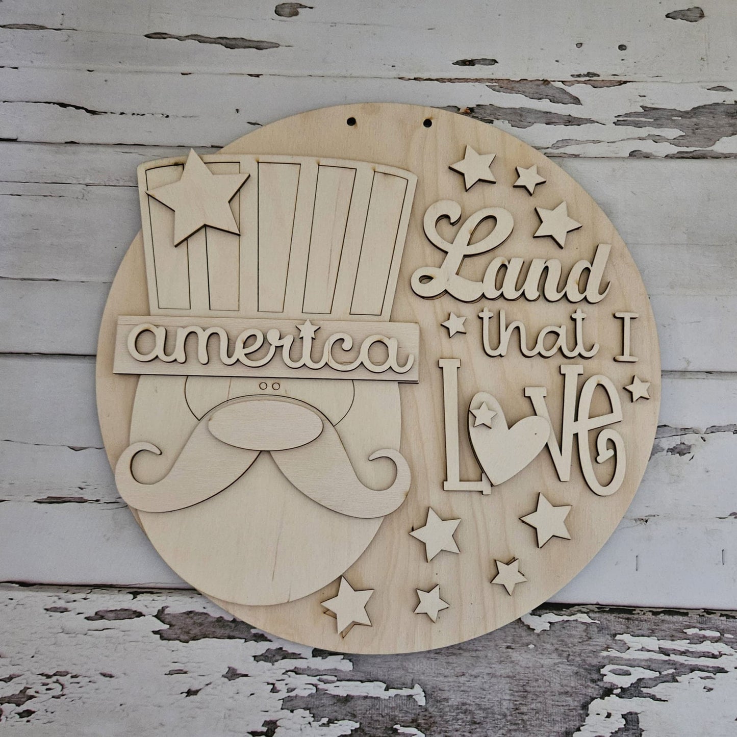 DIY 4th of July Gnome Door Hanger Blank | Patriotic Wood Kit