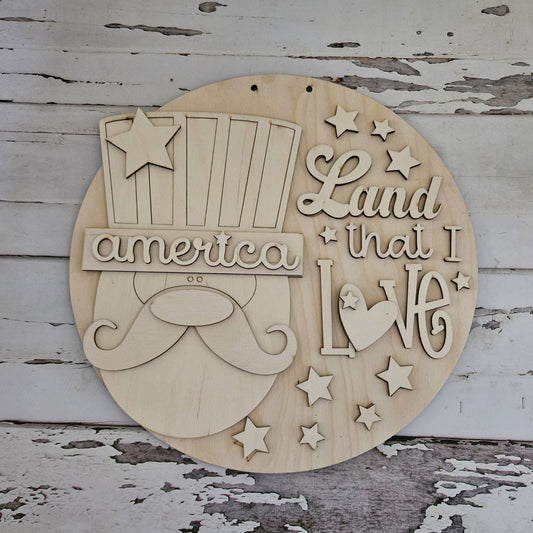 DIY 4th of July Gnome Door Hanger Blank | Patriotic Wood Kit