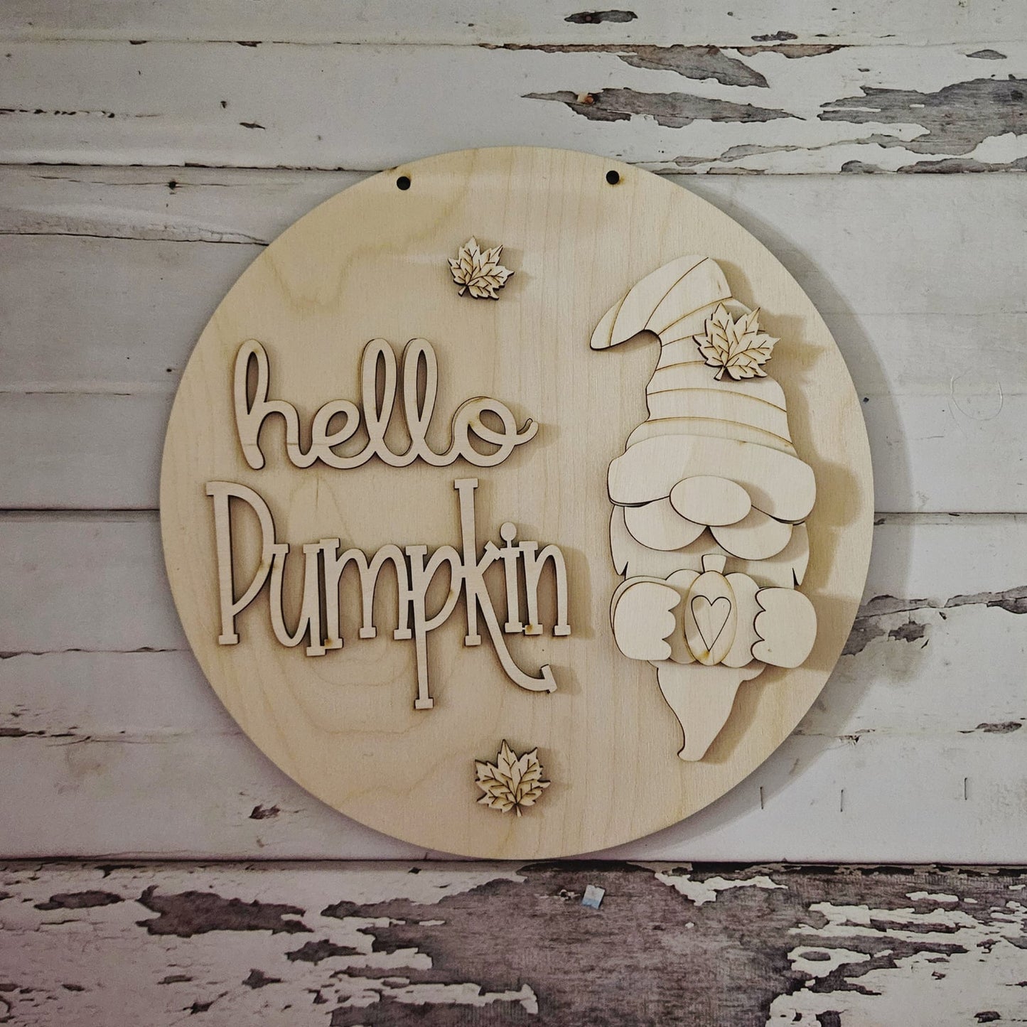 DIY Fall Wood Door Hanger Blank – 'Hello Pumpkin' Gnome Wreath