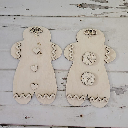 Wooden Gingerbread Man Christmas Ornament Coloring Kit, Kids DIY Craft