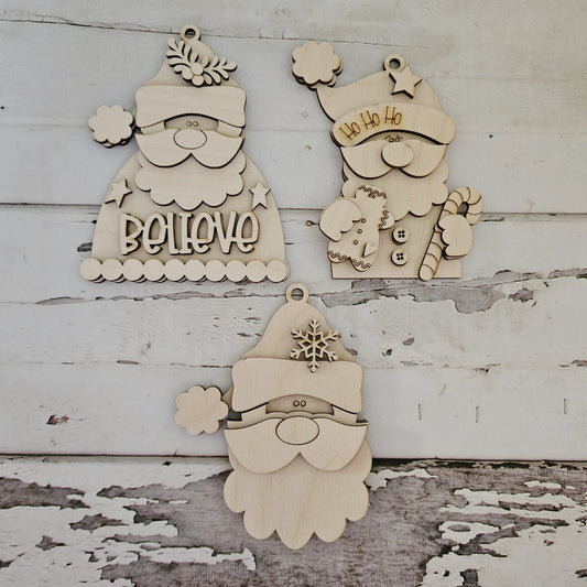 DIY Unpainted Wood Christmas Ornament Coloring Kit, Set of 3