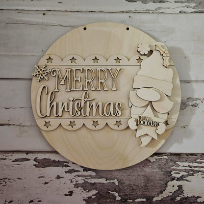 DIY Gnome Christmas Door Hanger Blank | Unfinished Wood Craft Kit