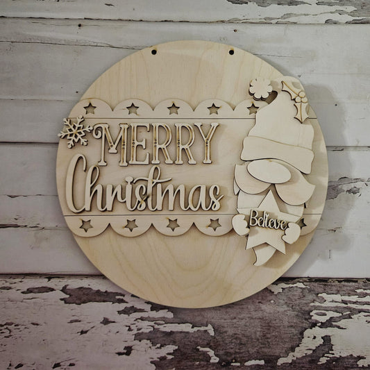 DIY Gnome Christmas Door Hanger Blank | Unfinished Wood Craft Kit