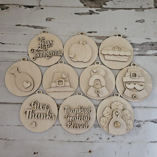 Thanksgiving Ornament Coloring Kit, Fall DIY Ornaments, Wooden Ornaments to Paint, Kids DIY Ornaments, Kids Thanksgiving Ornaments, DIY Kit - LaserOnTheHill