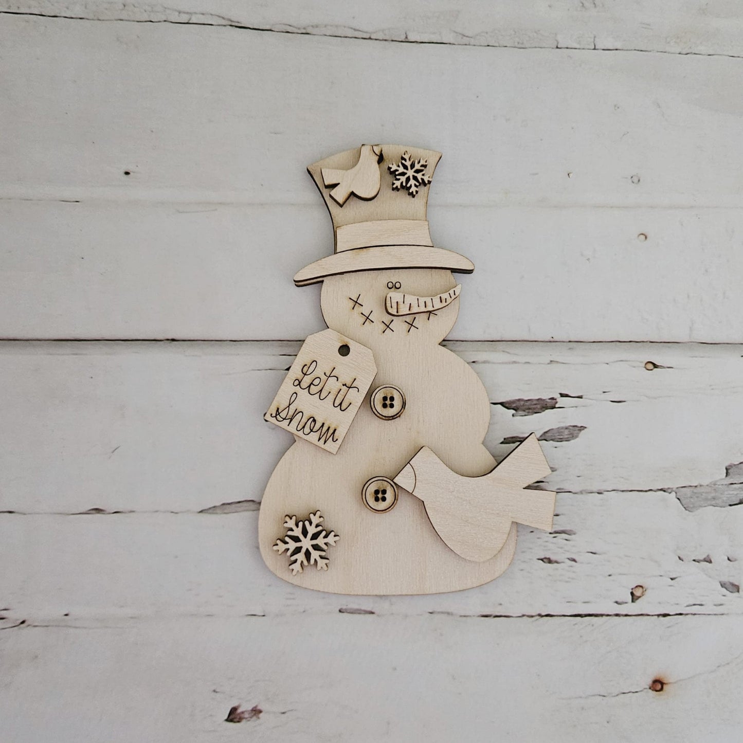 DIY Christmas Ornament Coloring Kit, Unfinished Wood Snowman