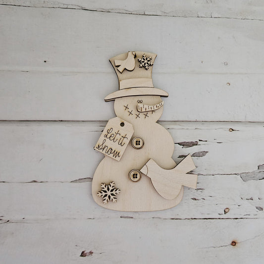 DIY Christmas Ornament Coloring Kit, Unfinished Wood Snowman