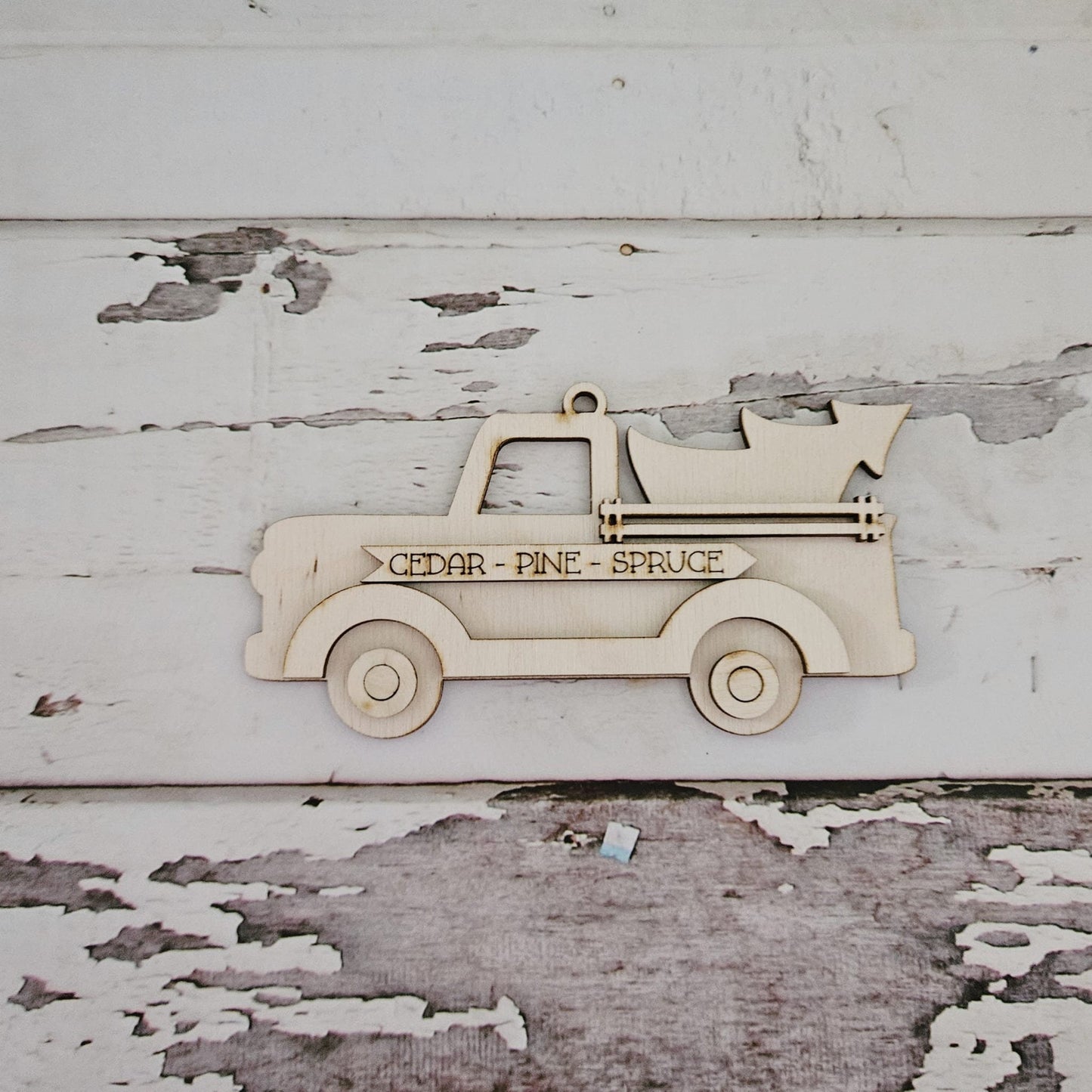 DIY Christmas Ornament Coloring Kit, Wooden Truck Design