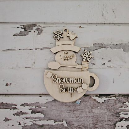 DIY Wooden Christmas Ornament Coloring Kit, Kids Snowman Soup Ornament