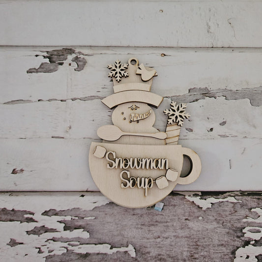 DIY Wooden Christmas Ornament Coloring Kit, Kids Snowman Soup Ornament