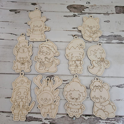 DIY Christmas Ornament Coloring Kit, Wooden Ornaments to Paint