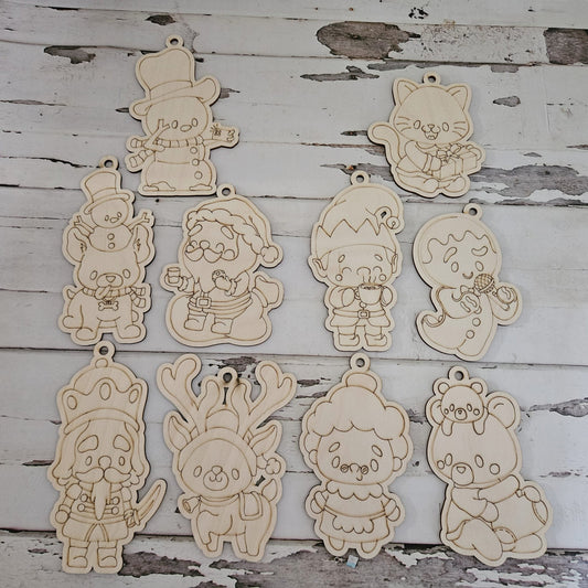 DIY Christmas Ornament Coloring Kit, Wooden Ornaments to Paint