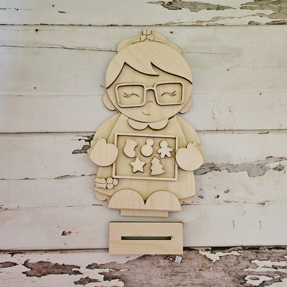 Christmas Gnome Wood Shelf Sitter Blank, DIY Tiered Tray Decor