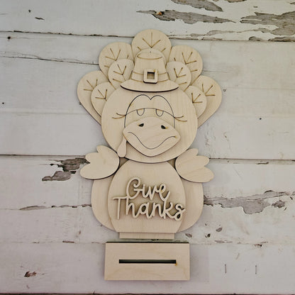 Thanksgiving Turkey Gnome Wood Blank, Fall DIY Shelf Sitter
