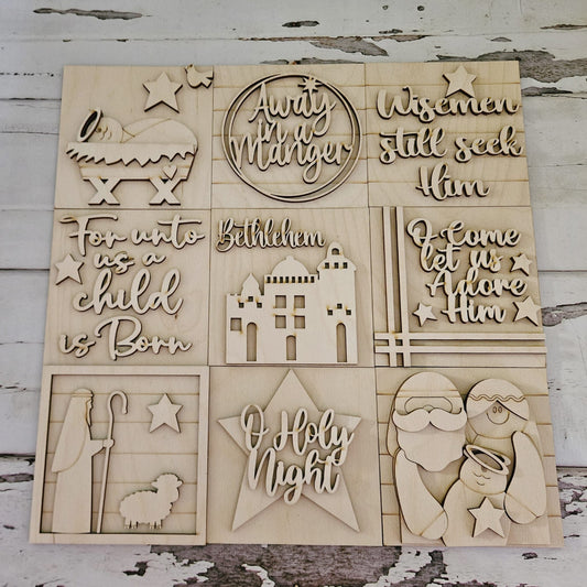 Christmas Tiered Tray Decor DIY Blank, Birch Wood Craft Kit