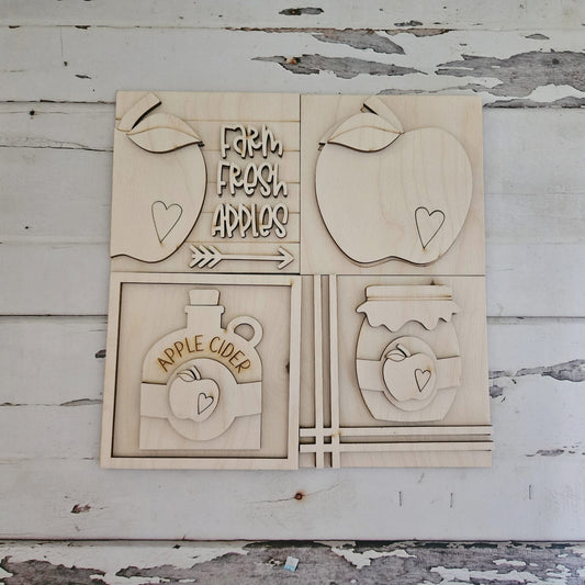 Unfinished Birch Wood Fall Tiered Tray Decor DIY Kit