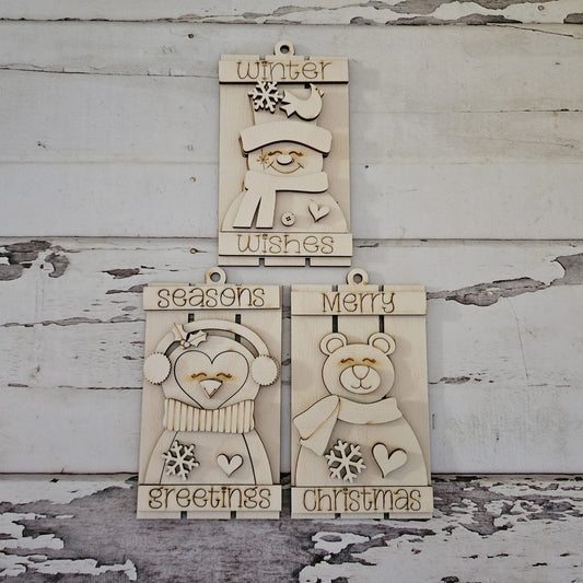 DIY Christmas Ornament Coloring Kit, Unpainted Wood Ornaments