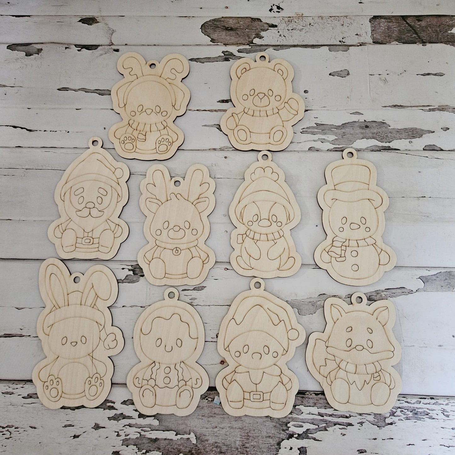 Christmas Ornament Coloring Kit, DIY Wooden Ornaments to Paint