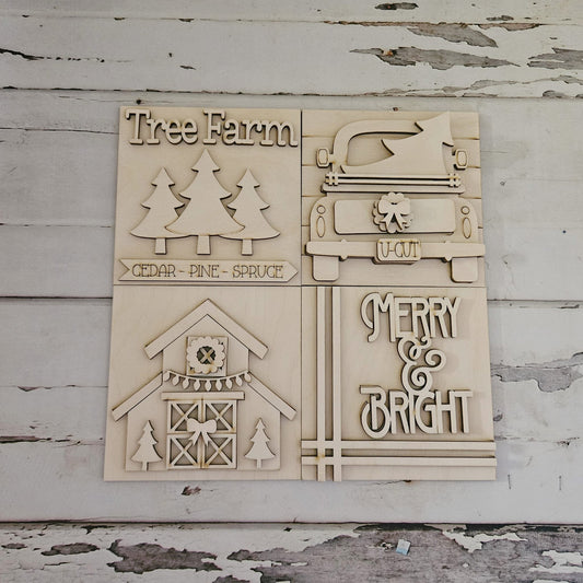 Christmas Tiered Tray Decor Blank, DIY Wood Craft Kit