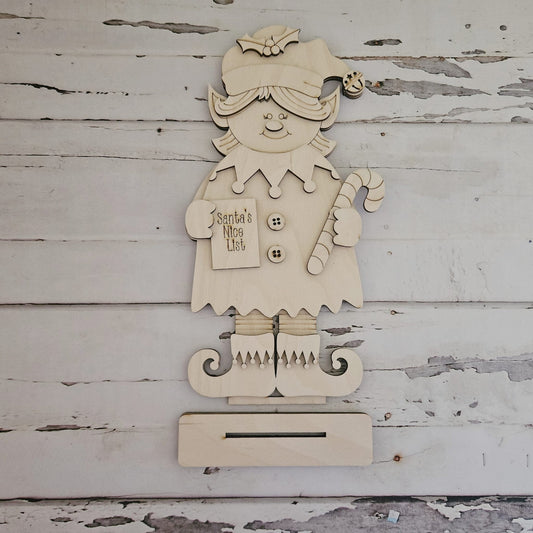 Christmas Gnome Shelf Sitter, Unpainted Wood DIY Decor