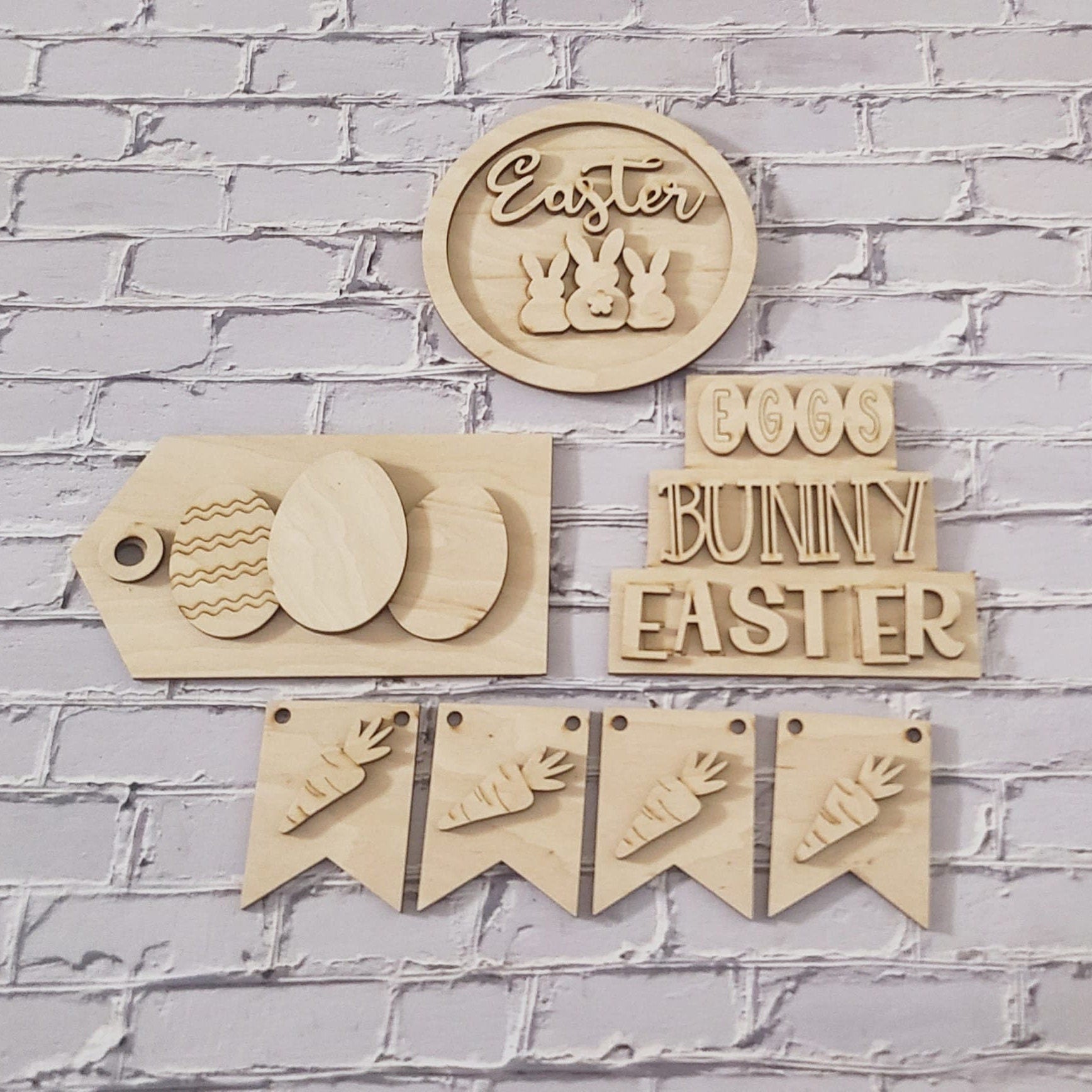 Easter tiered tray decor blank. Make your own tiered tray bundle. Spring Tier decor, Easter decor, Colorful mini signs, Tier tray kit, DIY