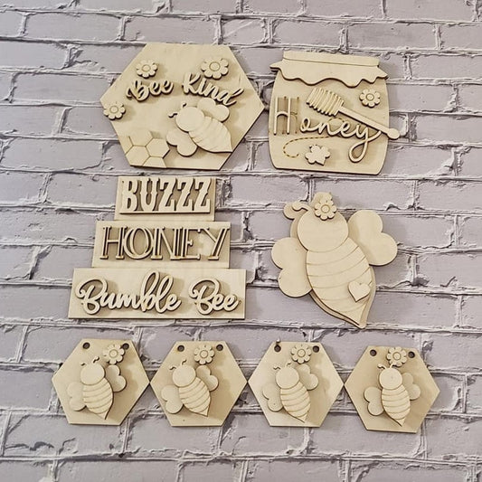 Bee Tiered Tray Decor DIY Kit – Unpainted Wood Craft