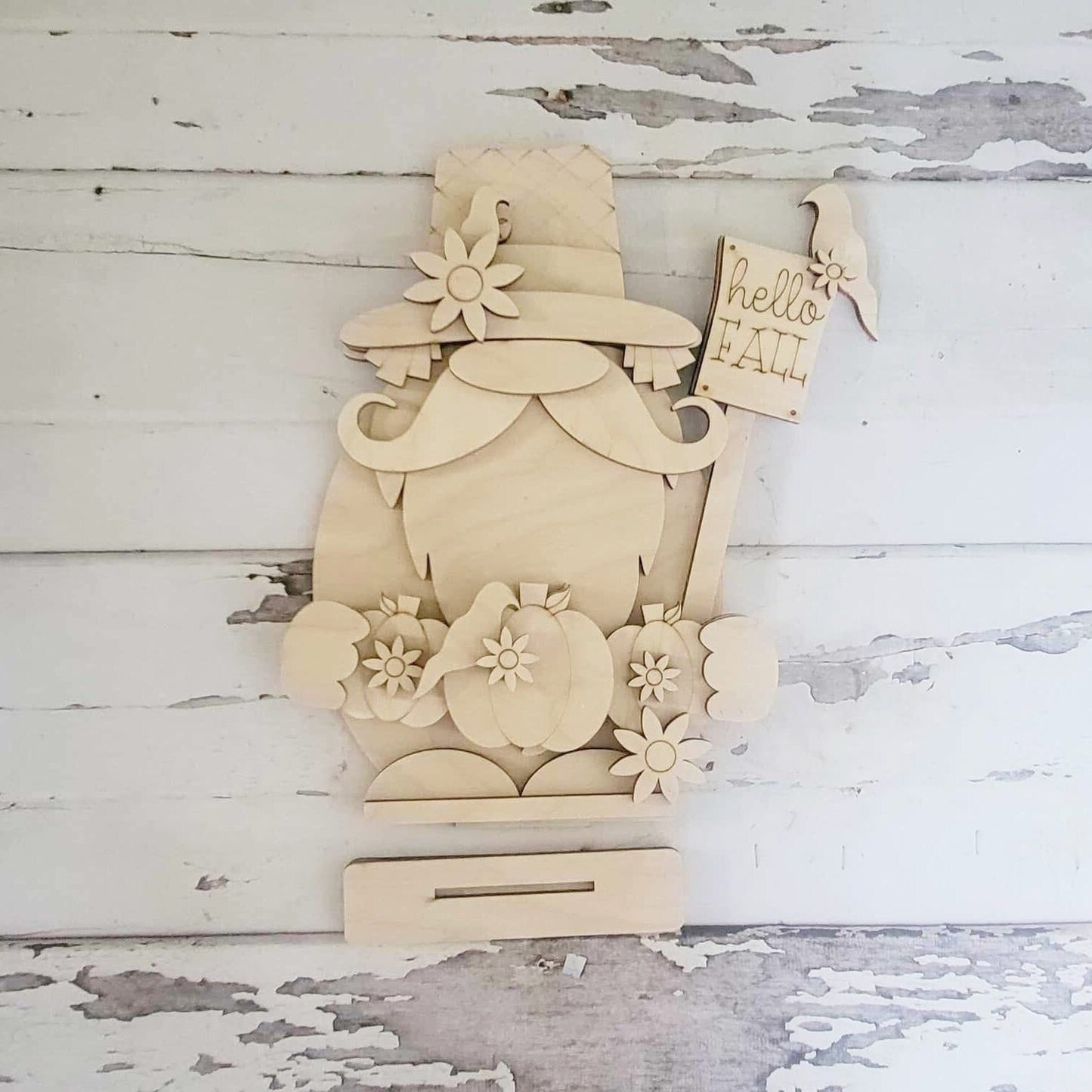 DIY Fall Gnome Shelf Sitter, Unfinished Wood Decor