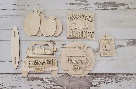 DIY Fall Tiered Tray Decor, Unfinished Wood Blanks, Autumn Decor Kit