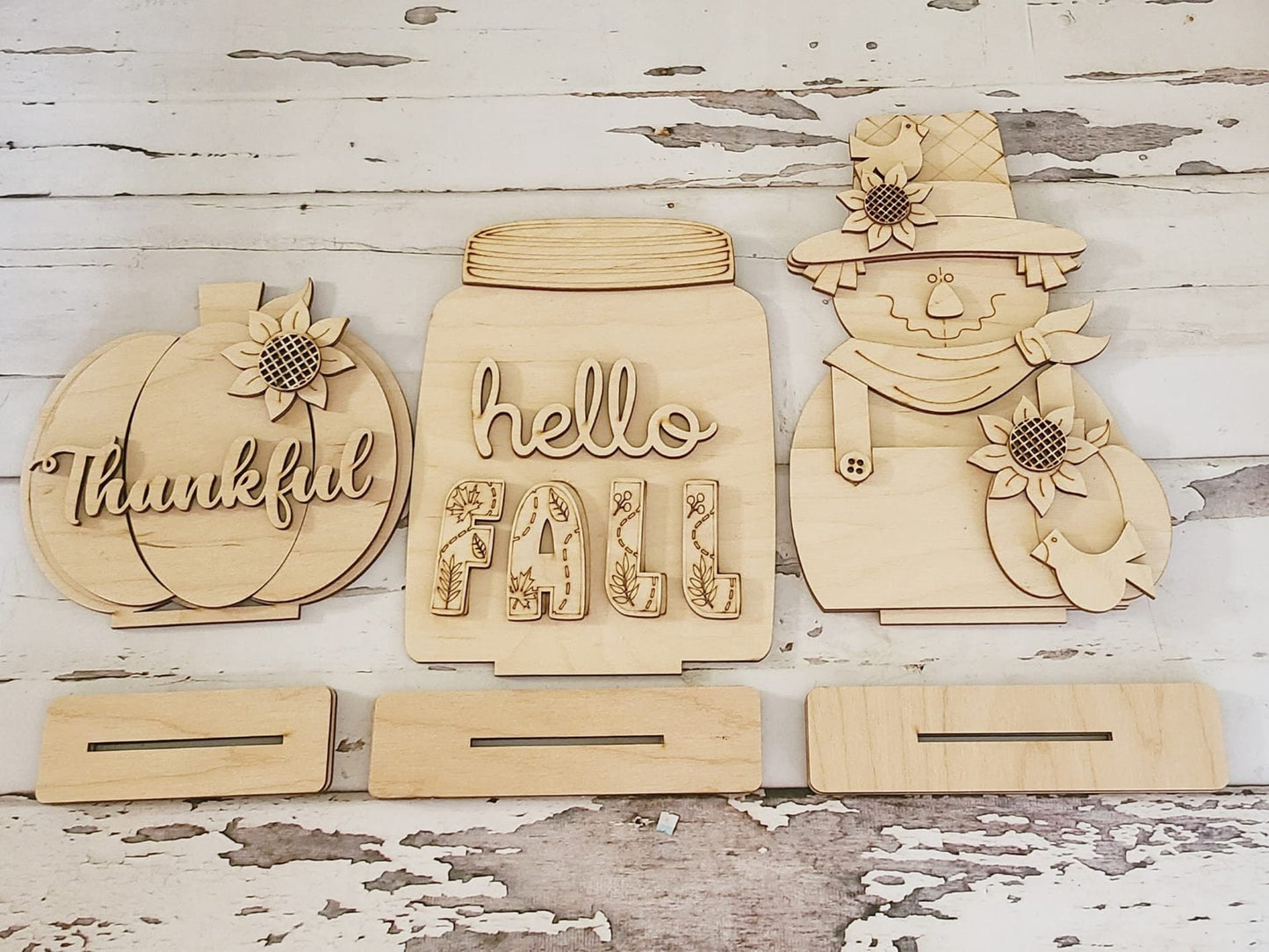 DIY Fall Pumpkin Shelf Sitter Wood Blank | Tiered Tray Decor